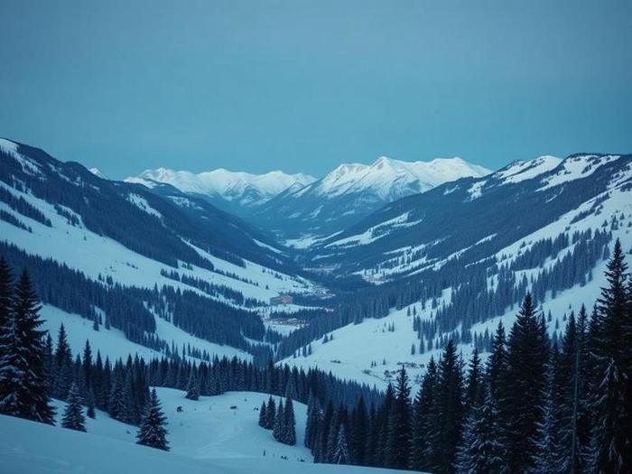 Snowy Alpine valley